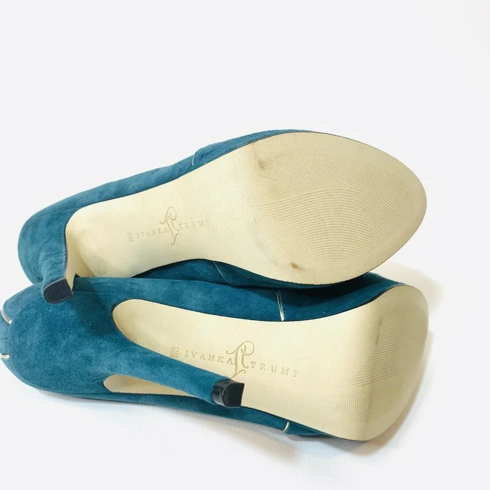 Ivanka Trump Italiza‎ Leather Teal Platform Heels
